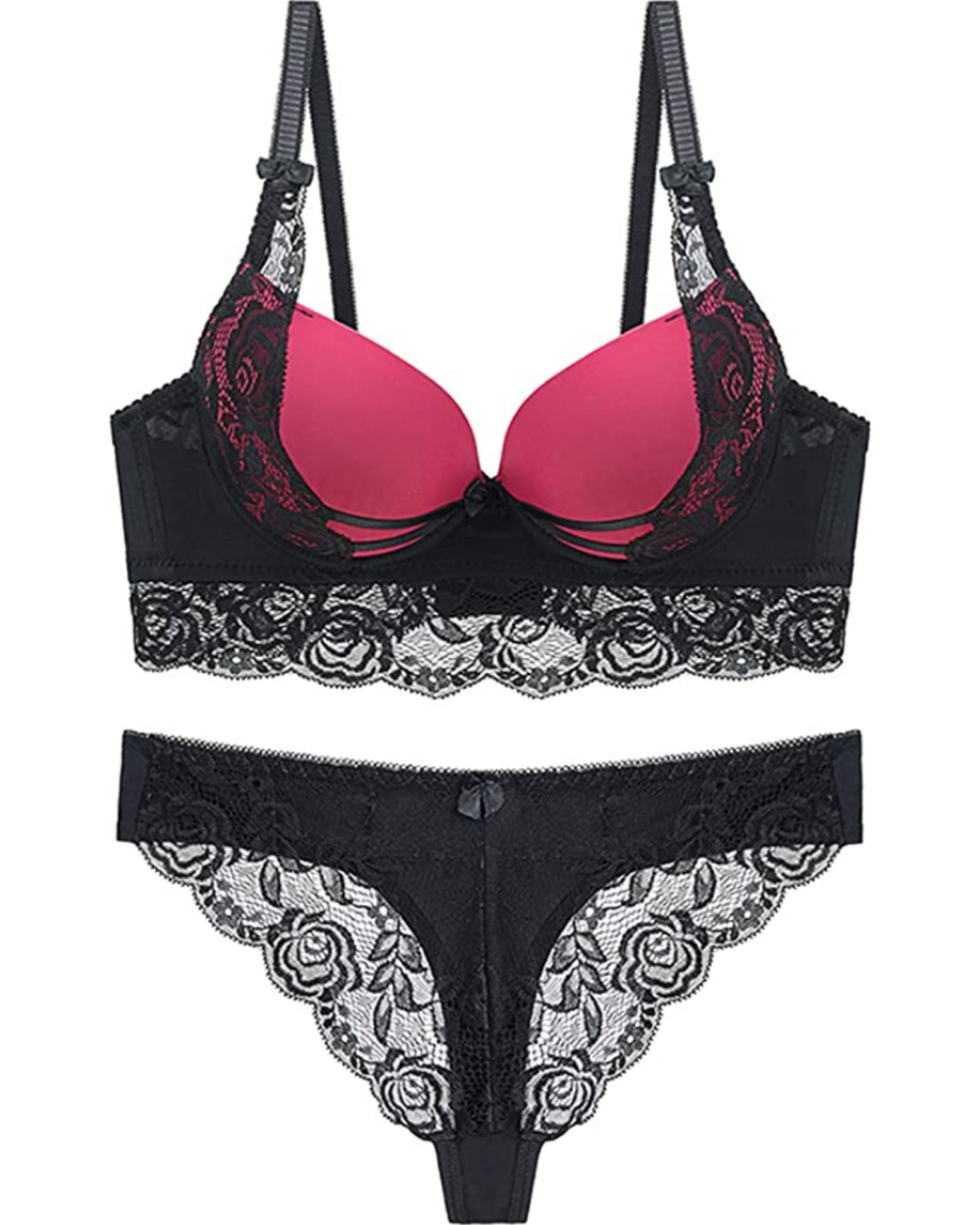 HQ Sexy T Back Padded Push Up Hollow Out Brief Sets Of Bra & Panty