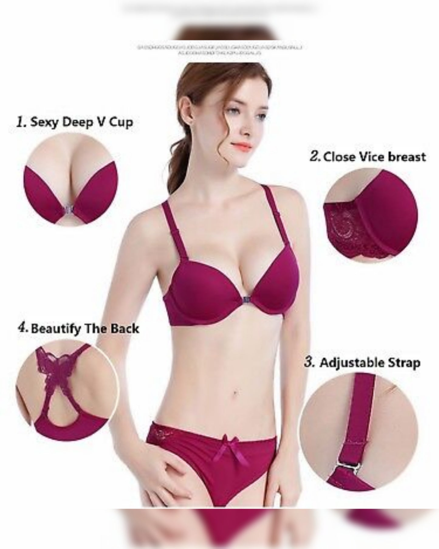 Sexy Butterfly Front Open Women 2 Pieces Lace Floral Bra And Panties Set