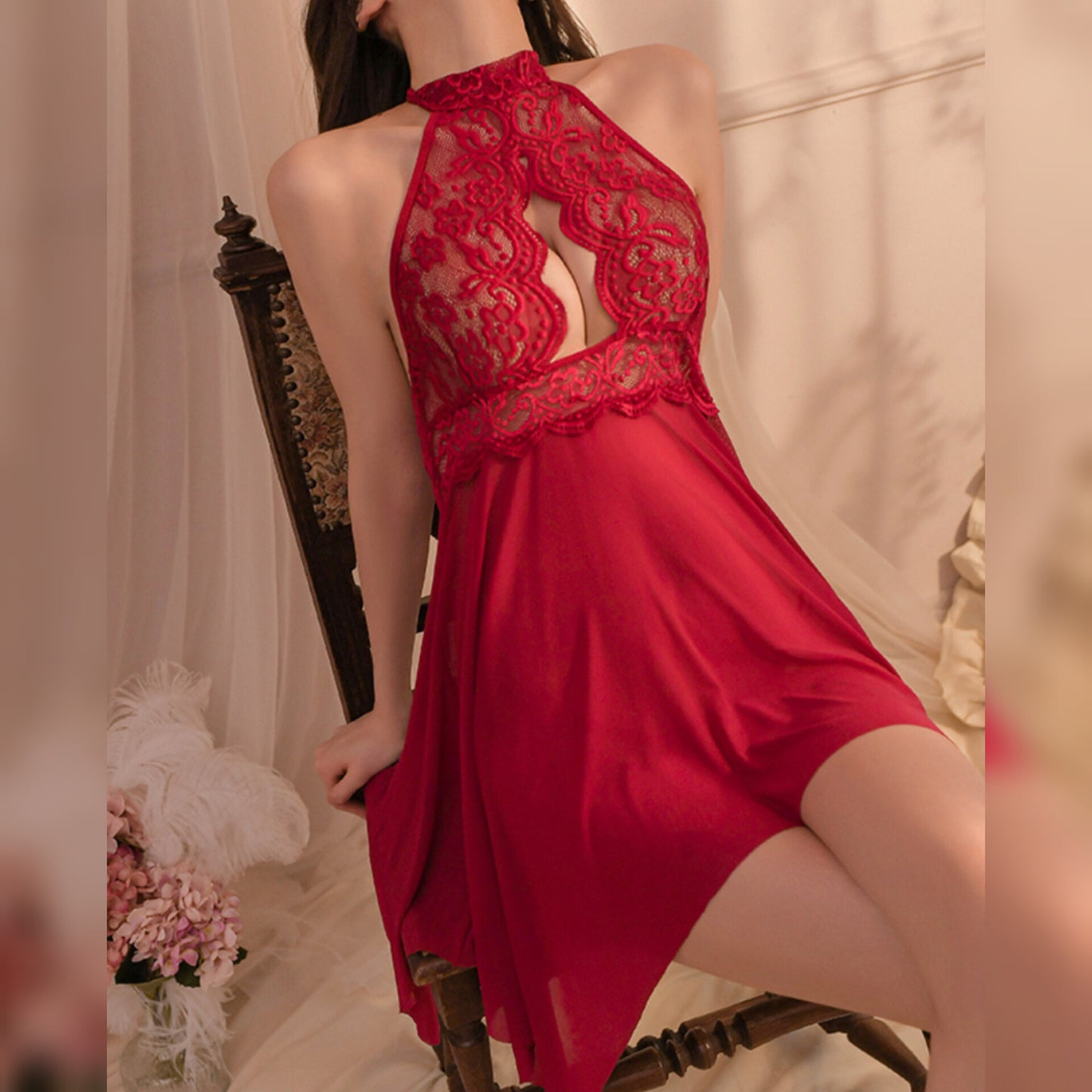 Temptation Suit Hot Lingerie Lace Hollow Gown
