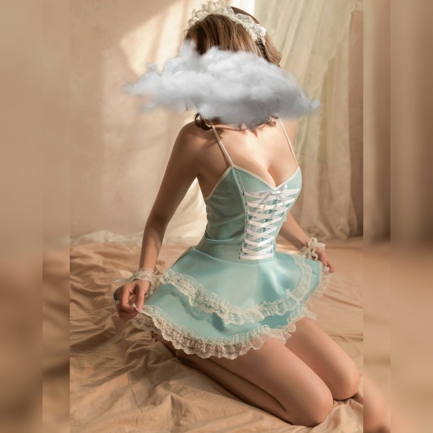 Babydoll Japanese Maid Dress with Headwear, Bracelet Temptation & Underwear