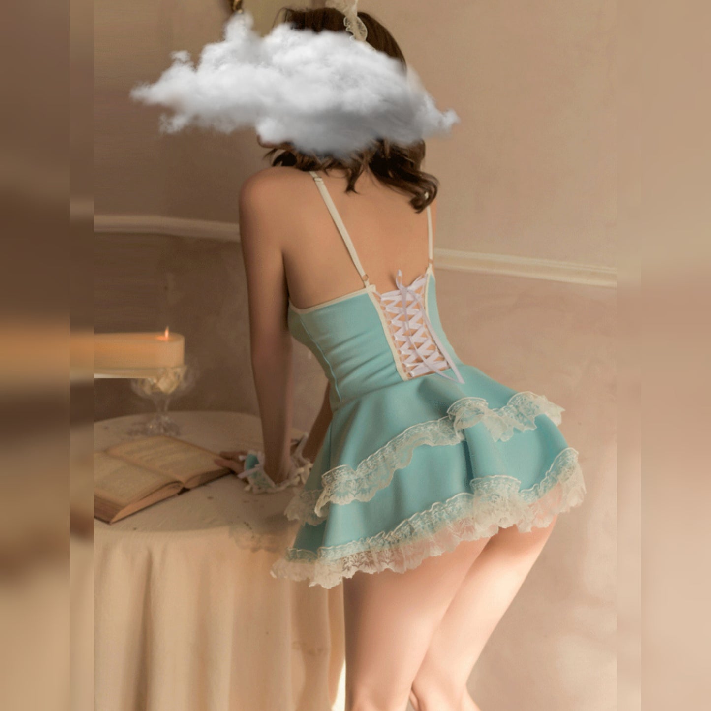 Babydoll Japanese Maid Dress with Headwear, Bracelet Temptation & Underwear