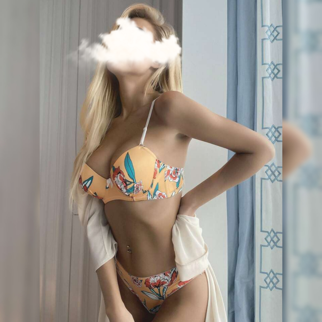 Orange Flora High Quality Printed Bra Set