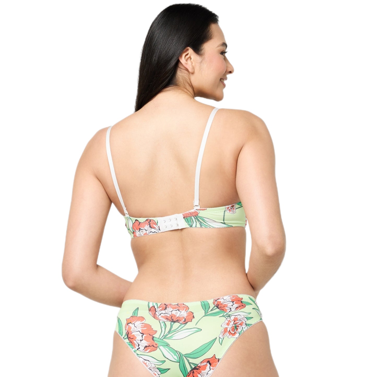 Green Flora High Quality Printed Bra Set