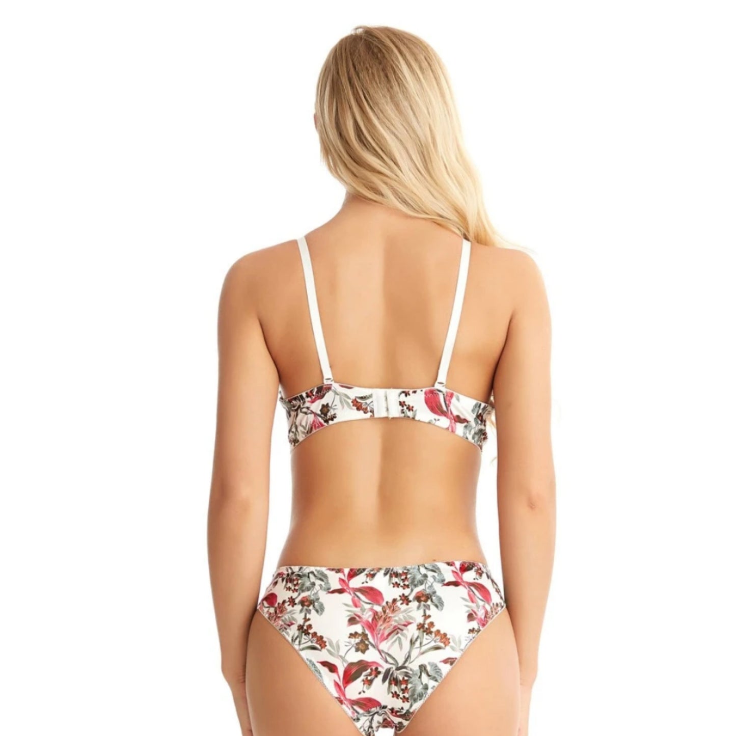 Exquisite White Flora High Quality Printed Bra Set