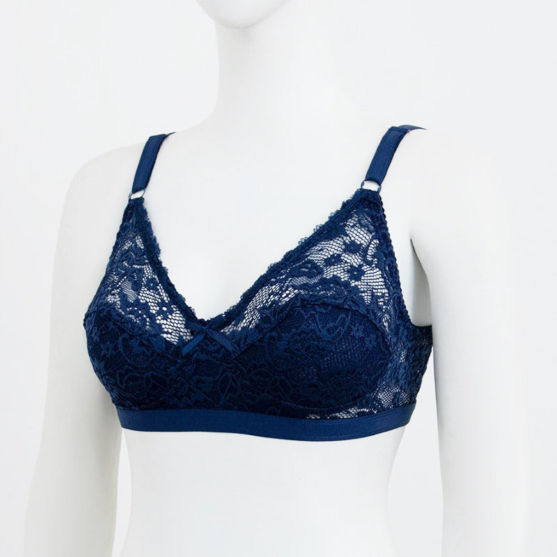 Women's Non Padded Non-Wired Lace Sheer Push-Up Cotton Net Bra