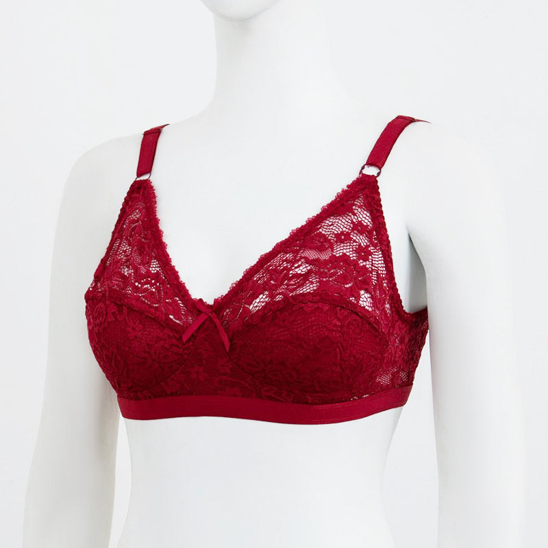 Women's Non Padded Non-Wired Lace Sheer Push-Up Cotton Net Bra