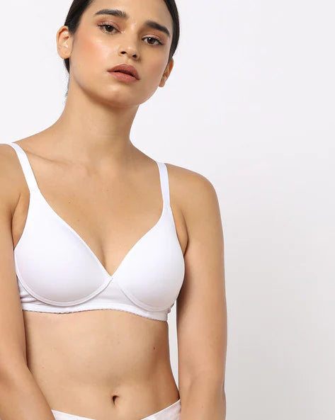 Plain Blossom Wired Padded Seamless Bra For Women
