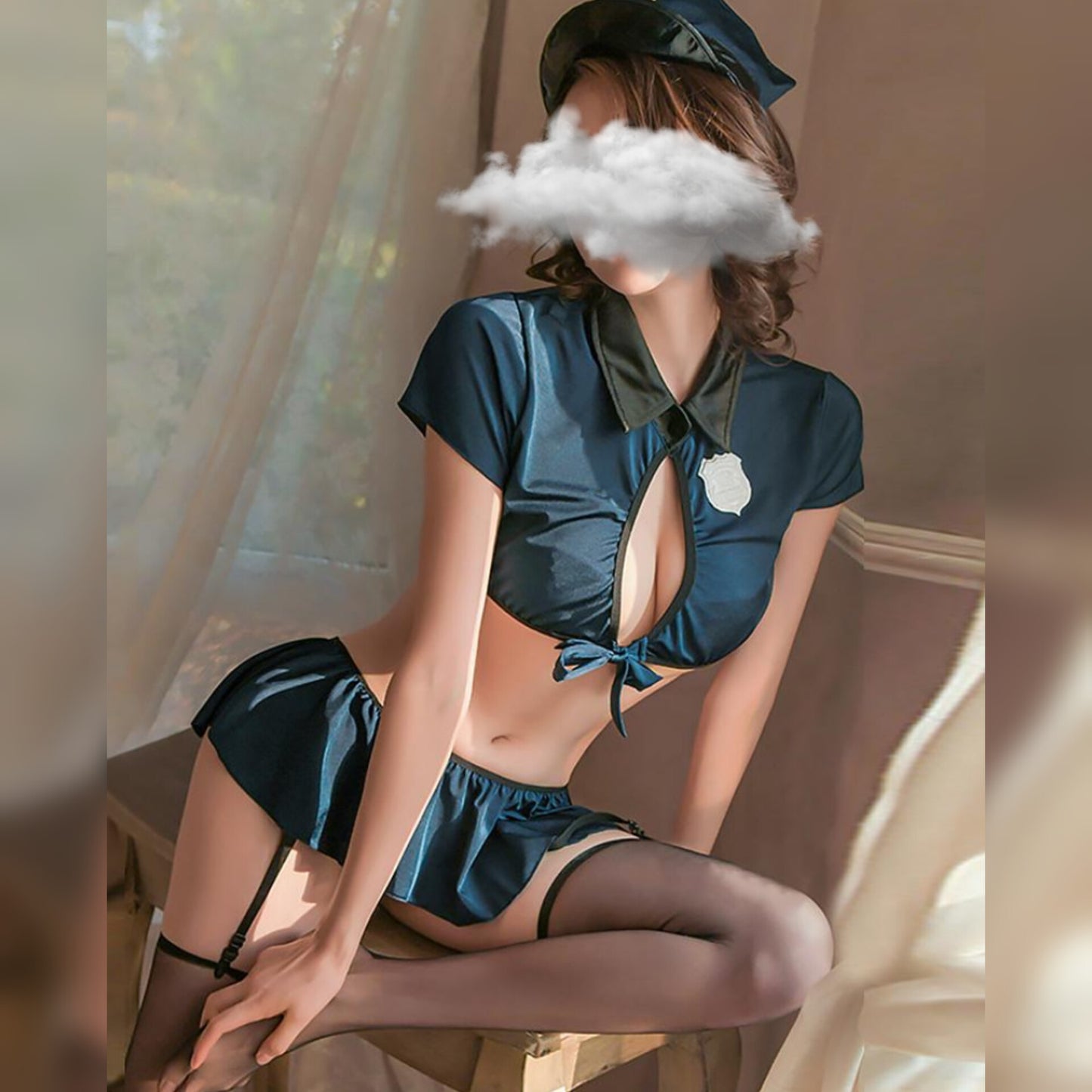 Cosplay Sexy Airhostess Lingerie Set With With Hat & Leggings
