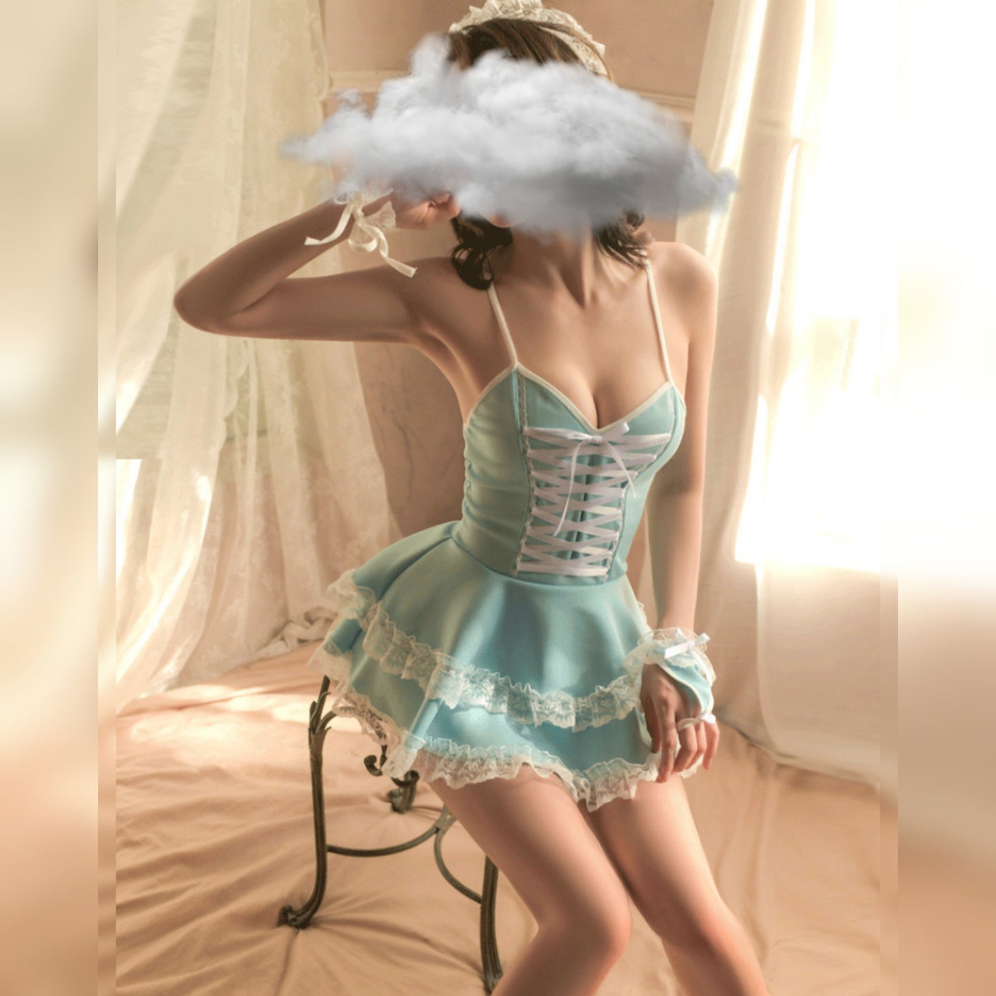 Babydoll Japanese Maid Dress with Headwear, Bracelet Temptation & Underwear
