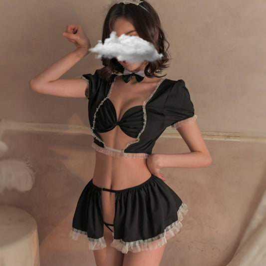 Sexy Cosplay Tempting Personal Secretary 6 Pcs Set With Wrist Band, Headband & Bow Tie & Panty