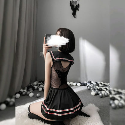 High Quality Transparent Lace See Through Top & Skirt Shape Cosplay Dress Without Leggings