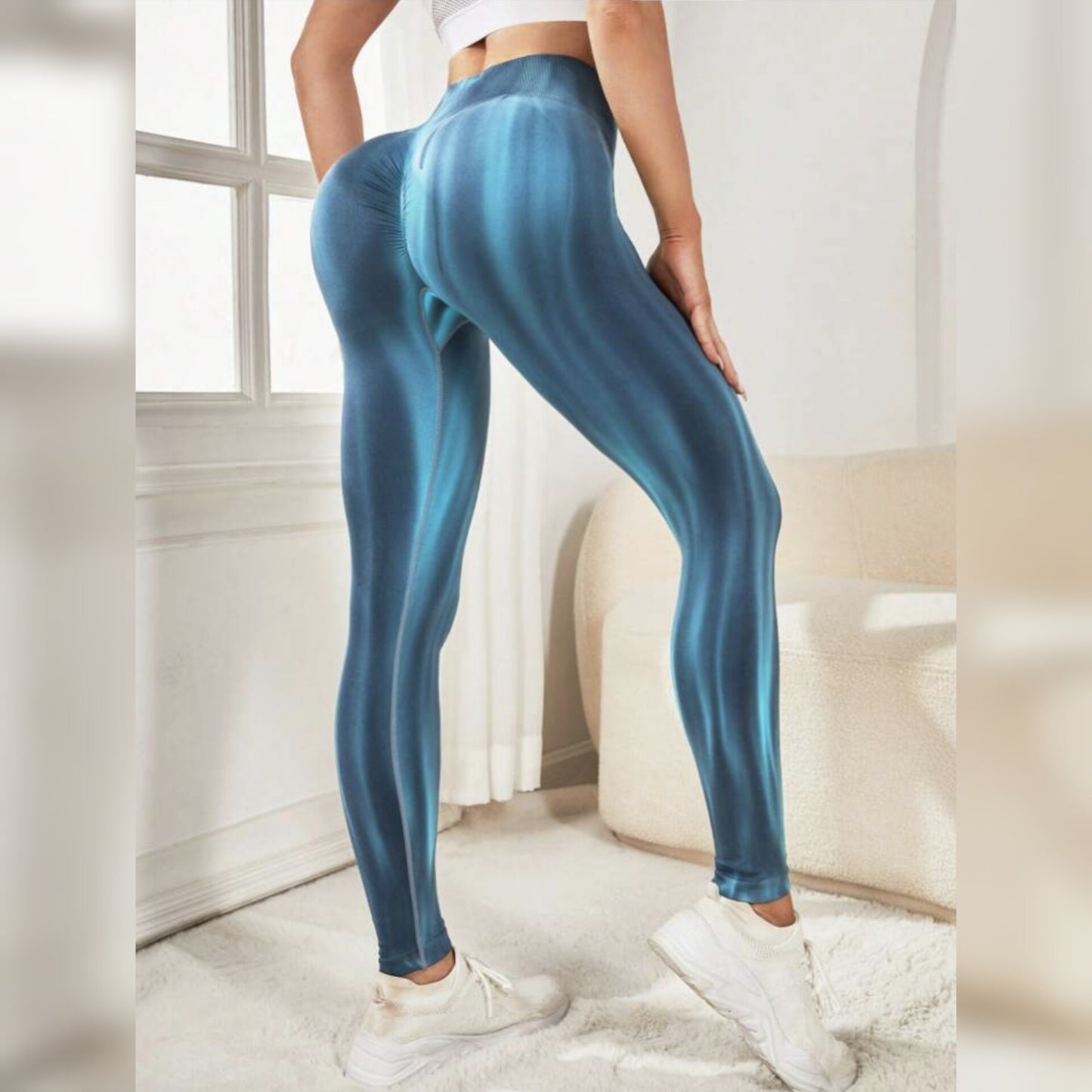 Women'S Sports Fitness Pants High Waist Seamless Aurora Peach Hip Sports Tights