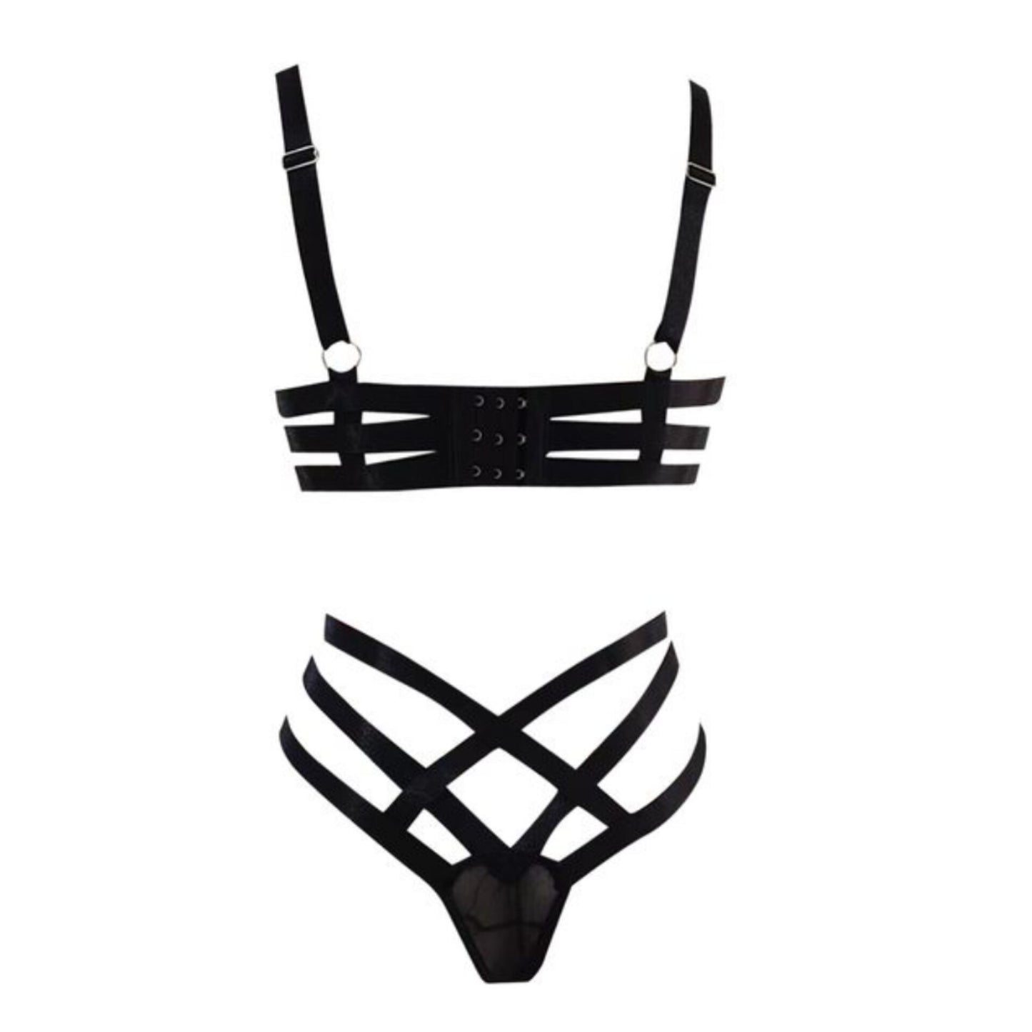 Sultry Elegance: Two-Piece Cross-Tie Hollow Thong Lingerie