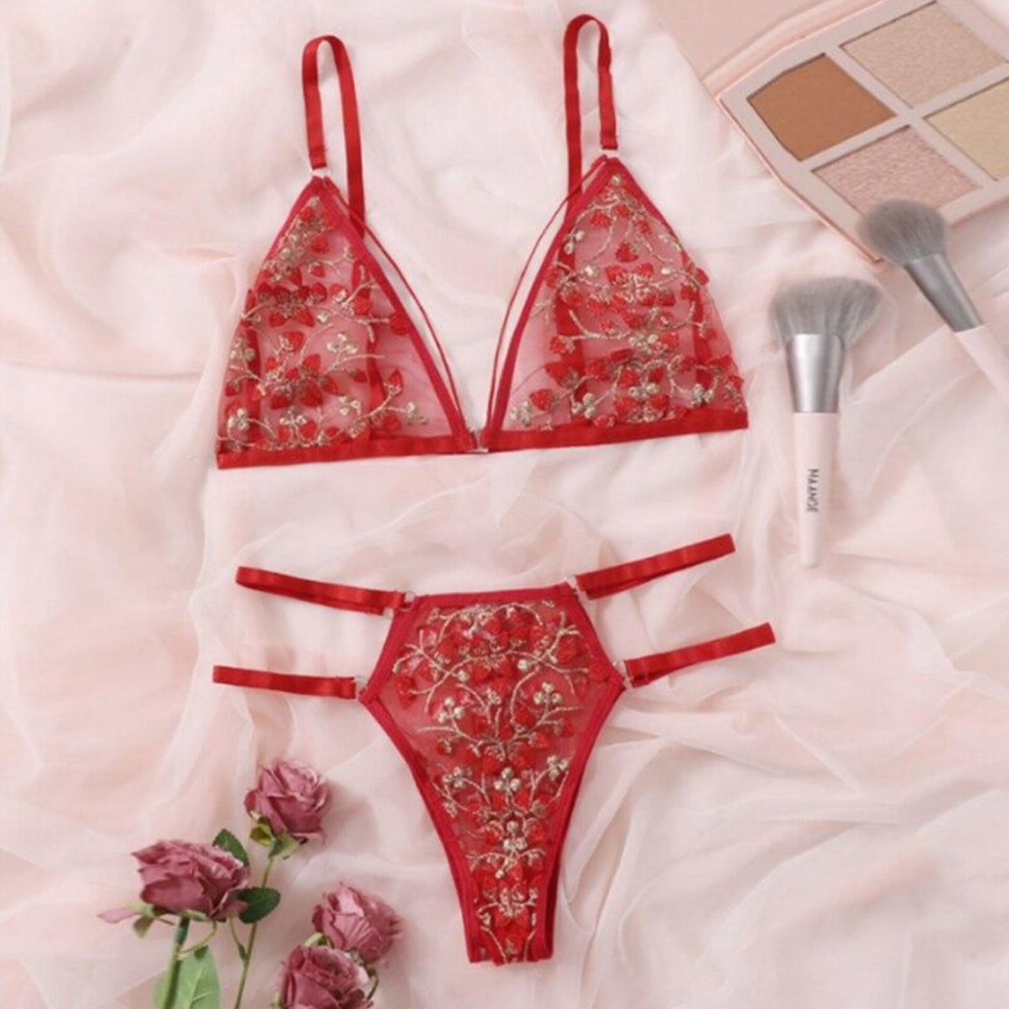 Elegant Sheer Floral Lace Bra & Panty Set