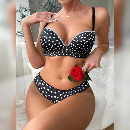 Loving Heart Exquisite High Quality Printed Bra Set