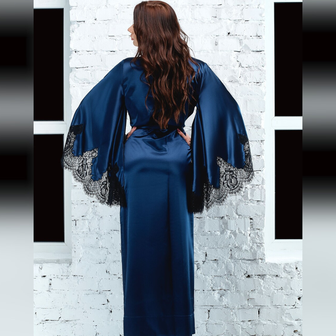 Glossy Comfortable High Quality Satin Silk Women Night Dressing Gown Ankle Length Bath Robe