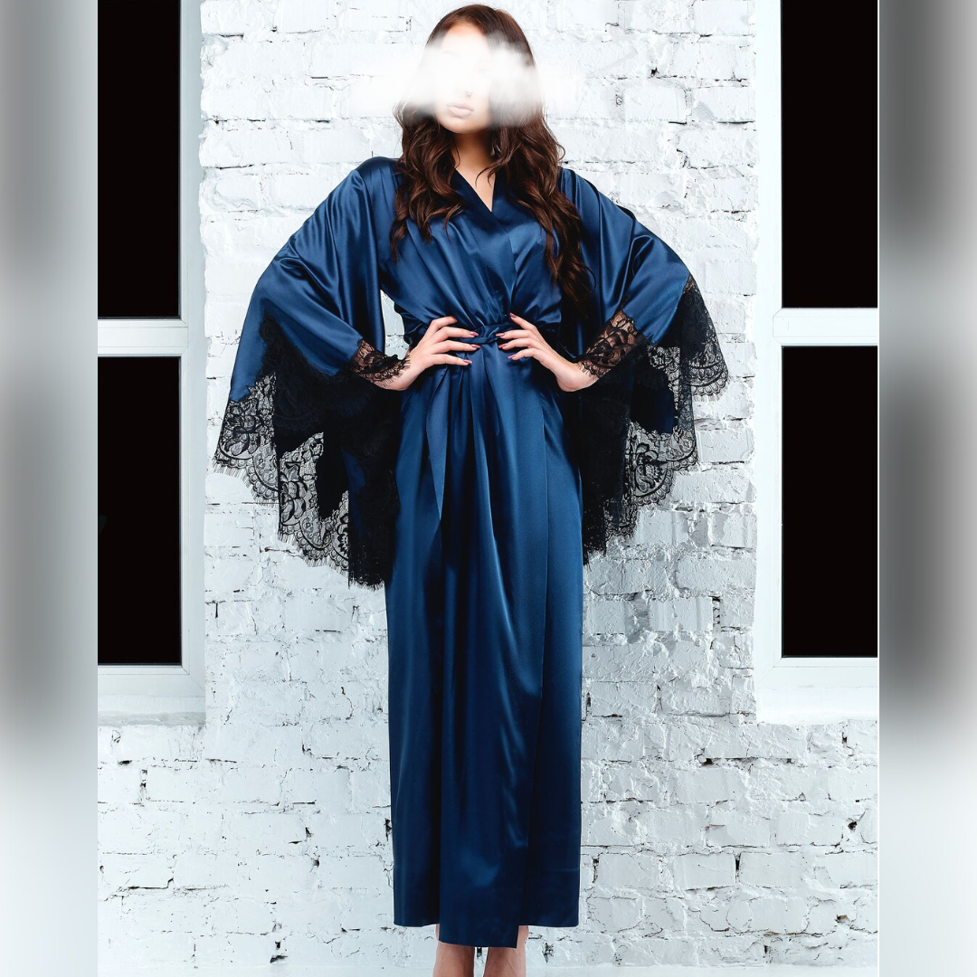 Glossy Comfortable High Quality Satin Silk Women Night Dressing Gown Ankle Length Bath Robe