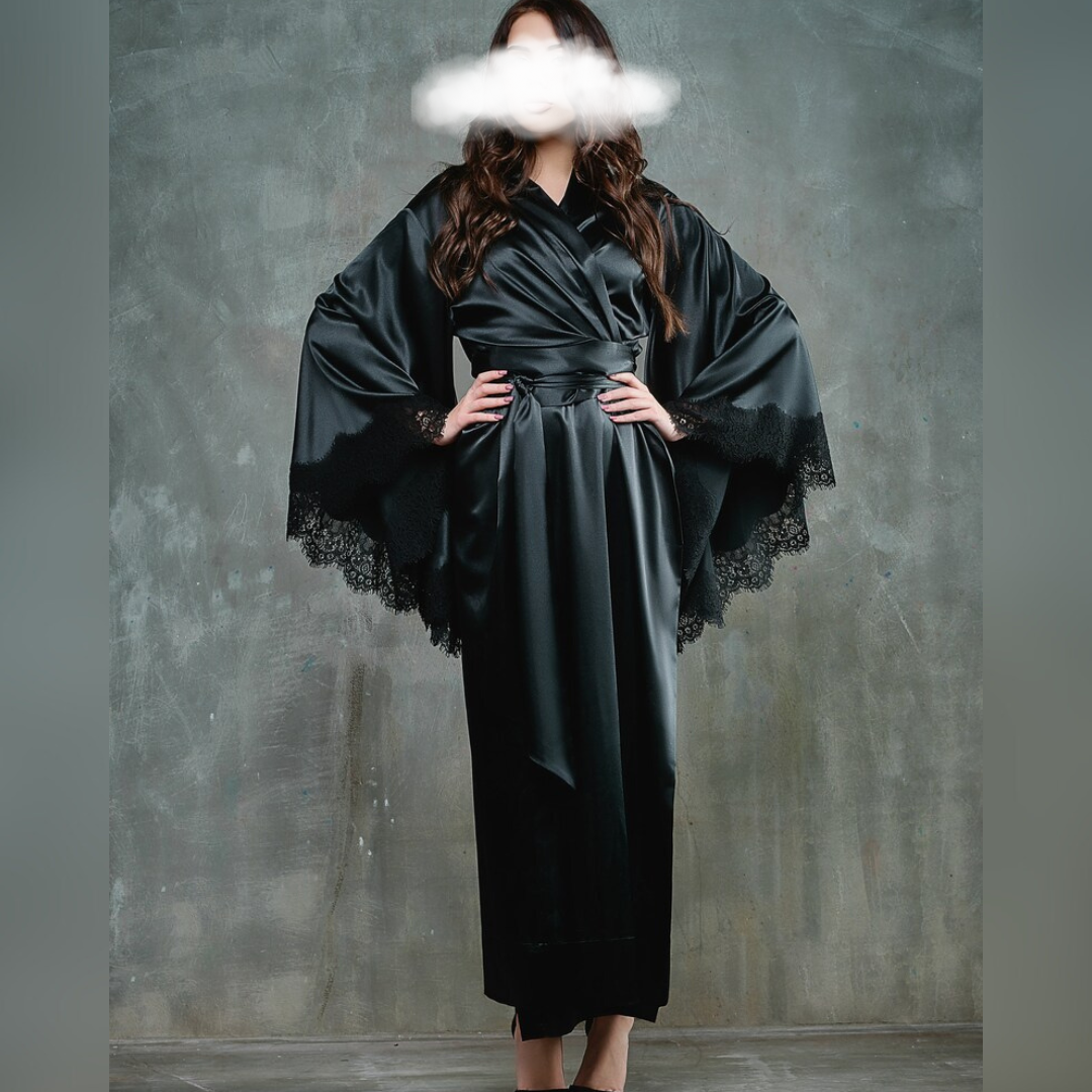 Glossy Comfortable High Quality Satin Silk Women Night Dressing Gown Ankle Length Bath Robe