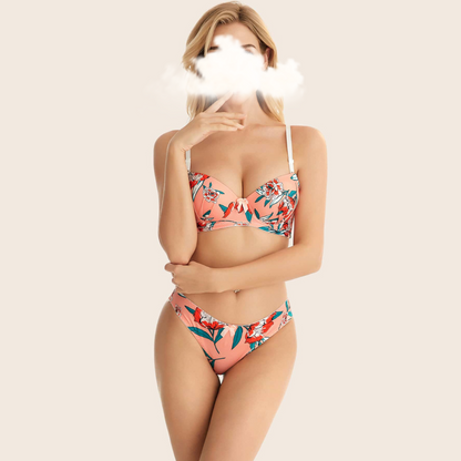 Pink Flora High Quality Printed Bra Set