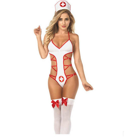 Japanese Babydoll Sexy Cosplay Nurse  Costume Lingerie With Leg Stockings