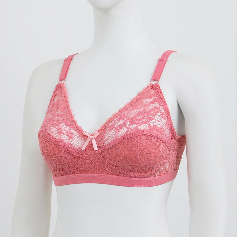 Women's Non Padded Non-Wired Lace Sheer Push-Up Cotton Net Bra