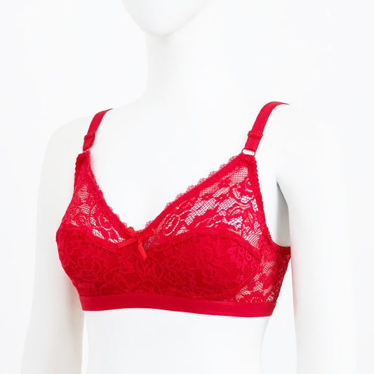 Women's Non Padded Non-Wired Lace Sheer Push-Up Cotton Net Bra