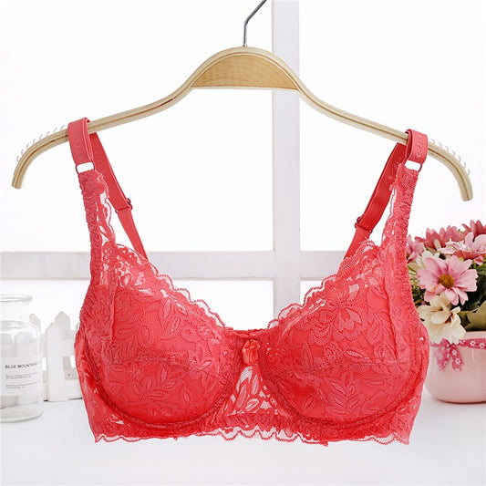 Women's Non Padded Underwired Lace Sheer Push-Up Net Bra